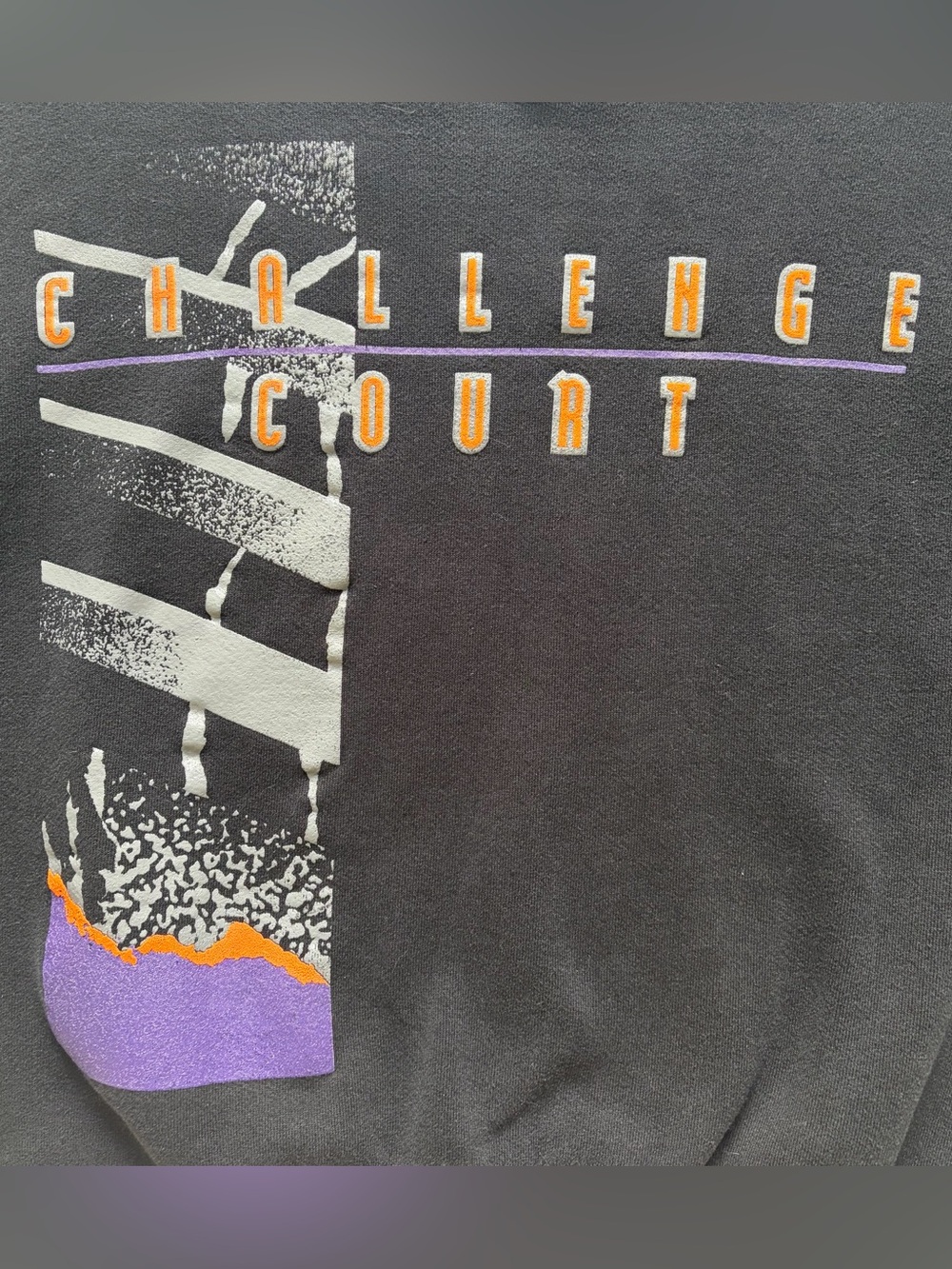 Vintage 1990s 90s Nike Challenge Court Crewneck Sweatshirt Size M Black Orange - Picture 3 of 6